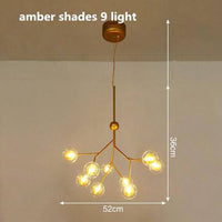 Lustre LED sublime "Arborescence Brillante" | Marco Lucetti Ambre - 9 lampes