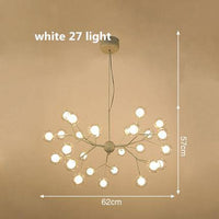 Lustre LED sublime "Arborescence Brillante" | Marco Lucetti Blanc - 27 lampes