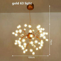 Lustre LED sublime "Arborescence Brillante" | Marco Lucetti Doré - 63 lampes