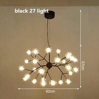 Lustre LED sublime "Arborescence Brillante" | Marco Lucetti Noir - 27 lampes