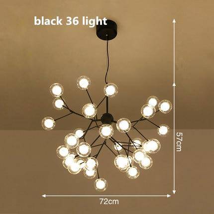 Lustre LED sublime "Arborescence Brillante" | Marco Lucetti Noir - 36 lampes