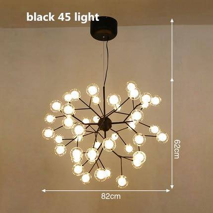 Lustre LED sublime "Arborescence Brillante" | Marco Lucetti Noir - 45 lampes