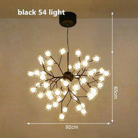 Lustre LED sublime "Arborescence Brillante" | Marco Lucetti Noir - 54 lampes