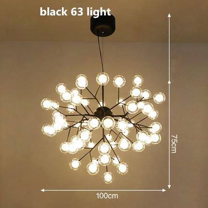 Lustre LED sublime "Arborescence Brillante" | Marco Lucetti Noir - 63 lampes