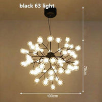 Lustre LED sublime "Arborescence Brillante" | Marco Lucetti Noir - 63 lampes