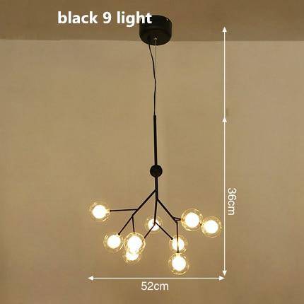 Lustre LED sublime "Arborescence Brillante" | Marco Lucetti Noir - 9 lampes