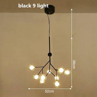 Lustre LED sublime "Arborescence Brillante" | Marco Lucetti Noir - 9 lampes