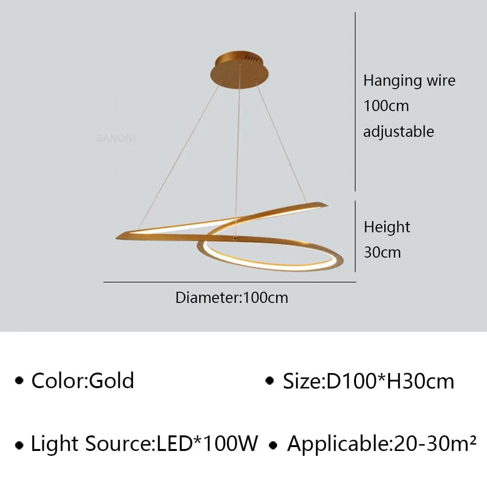 Lustre LED suspendu au design contemporain | Marco Lucetti Or 100cm / Blanc froid (pas de RC)
