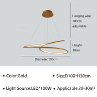 Lustre LED suspendu au design contemporain | Marco Lucetti Or 100cm / Blanc froid (pas de RC)