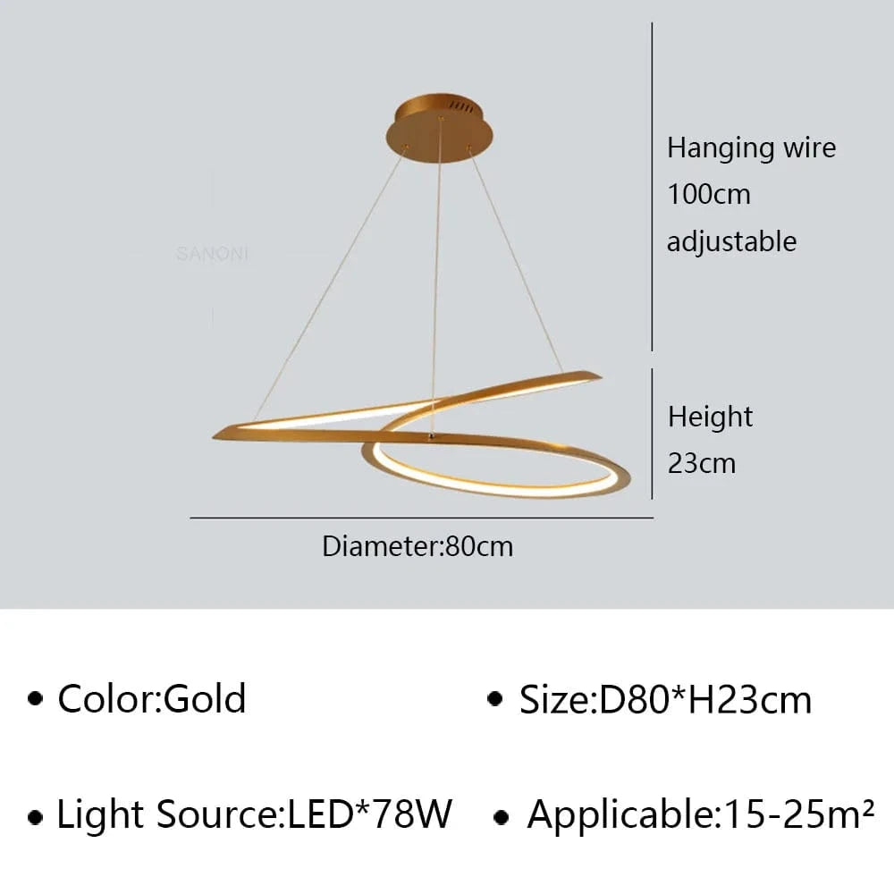 Lustre LED suspendu au design contemporain | Marco Lucetti Or 80cm / Blanc froid (pas de RC)