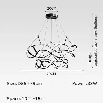 Lustre LED suspendu design nordique. | Marco Lucetti Chromé D55x79cm / Blanc froid 6000K