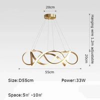 Lustre LED suspendu design nordique. | Marco Lucetti Or-D55cm / Blanc froid 6000K