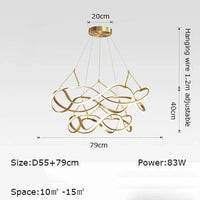 Lustre LED suspendu design nordique. | Marco Lucetti Or D55x79cm / Blanc froid 6000K
