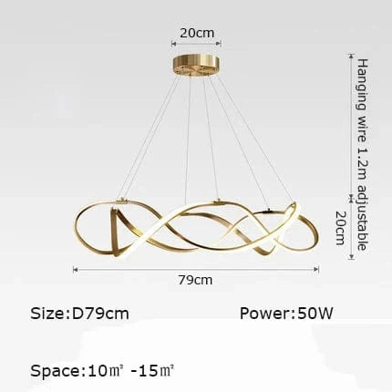 Lustre LED suspendu design nordique. | Marco Lucetti Or D79cm / Blanc froid 6000K
