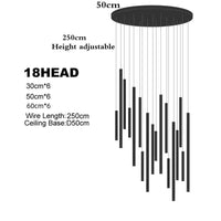 Lustre LED Suspendu Moderne pour Villa Loft Hôtel | Marco Lucetti 18 têtes / Corps de lampe noir / Blanc froid