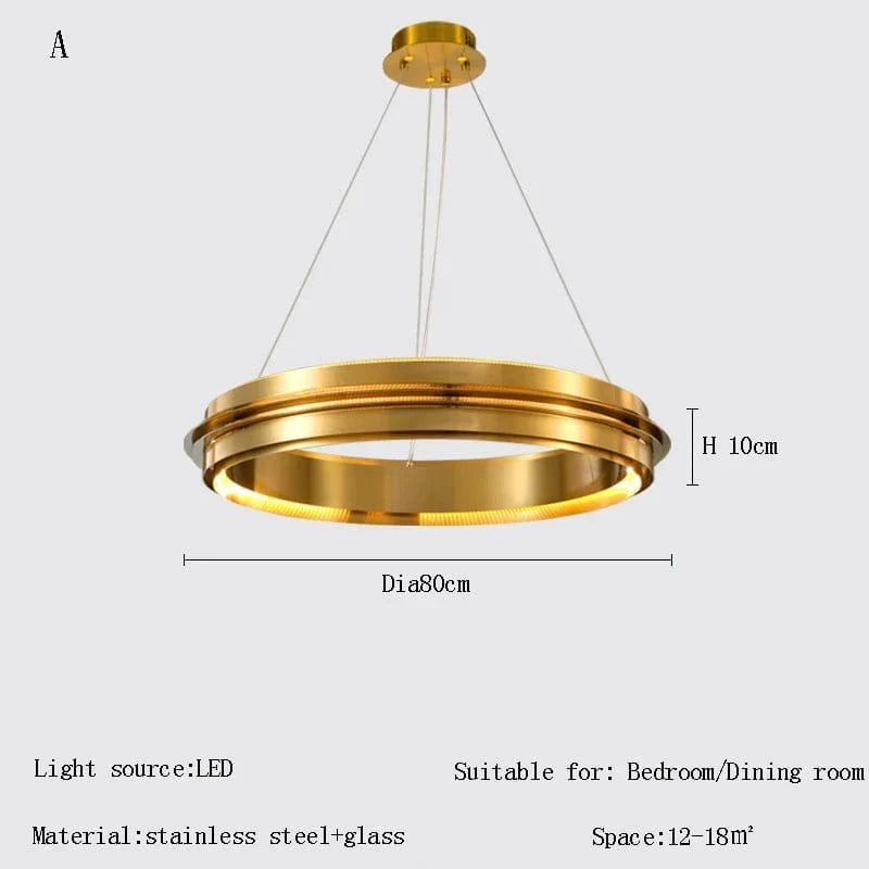 Lustre LED Suspension Post-Moderne Italien - Élégance pour votre intérieur | Marco Lucetti A diamètre80cm / Or / Lumière chaude