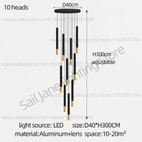 Lustre LED Tubulaire Premium pour Éclairage Intérieur de Restaurant | Marco Lucetti 10 têtes / Lumière blanche