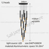 Lustre LED Tubulaire Premium pour Éclairage Intérieur de Restaurant | Marco Lucetti 12 têtes / Gradation RC