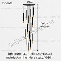 Lustre LED Tubulaire Premium pour Éclairage Intérieur de Restaurant | Marco Lucetti 15 têtes / Lumière blanche