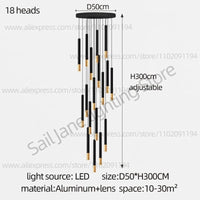 Lustre LED Tubulaire Premium pour Éclairage Intérieur de Restaurant | Marco Lucetti 18 têtes / Gradation RC