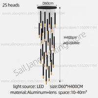 Lustre LED Tubulaire Premium pour Éclairage Intérieur de Restaurant | Marco Lucetti 25 têtes / Gradation RC