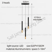 Lustre LED Tubulaire Premium pour Éclairage Intérieur de Restaurant | Marco Lucetti 3 têtes / Gradation RC