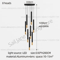 Lustre LED Tubulaire Premium pour Éclairage Intérieur de Restaurant | Marco Lucetti 8 têtes / Gradation RC