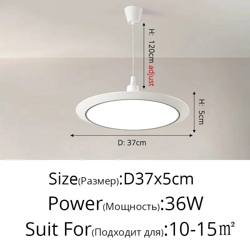 Lustre LED Ultra-mince Circulaire Moderne Minimaliste Trois-Preuve | Marco Lucetti B Blanc Noir D37cm / Blanc froid