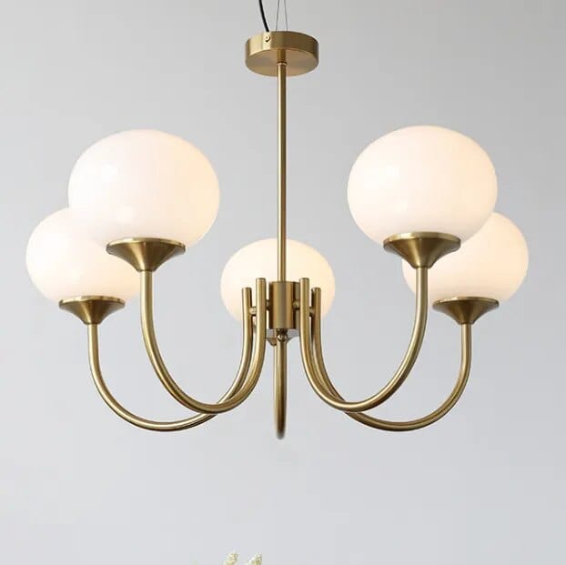 Lustre LED Verre Décoratif | Marco Lucetti Blanc lait-5 Têtes / Ampoule blanc froid