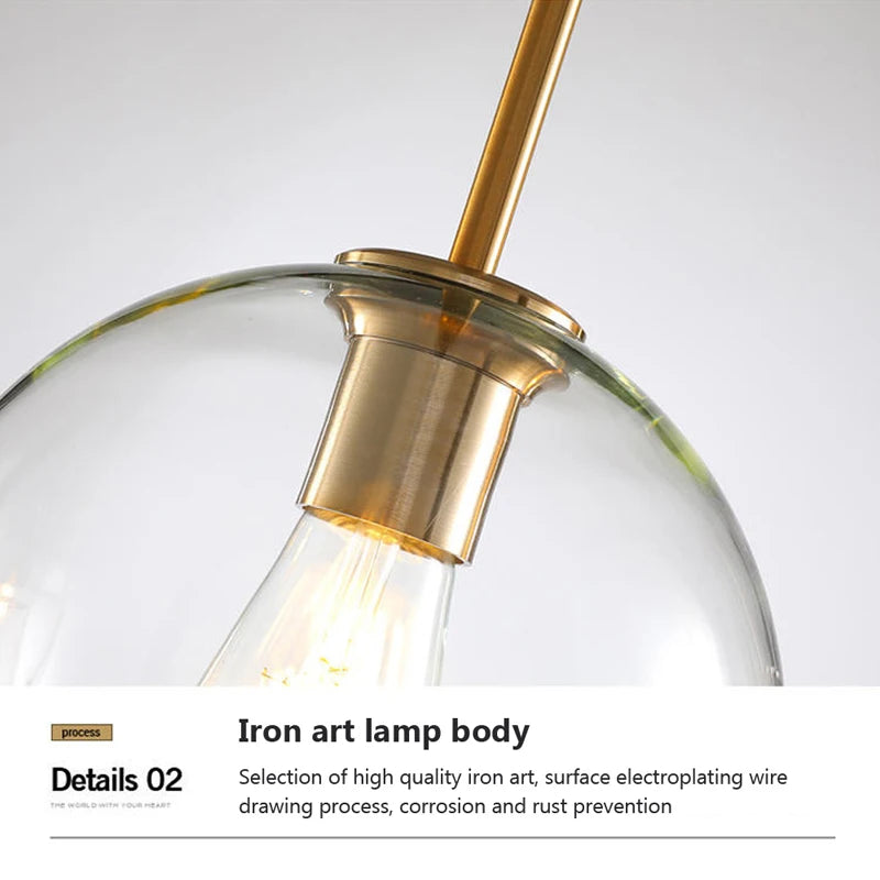 Lustre LED en verre industriel