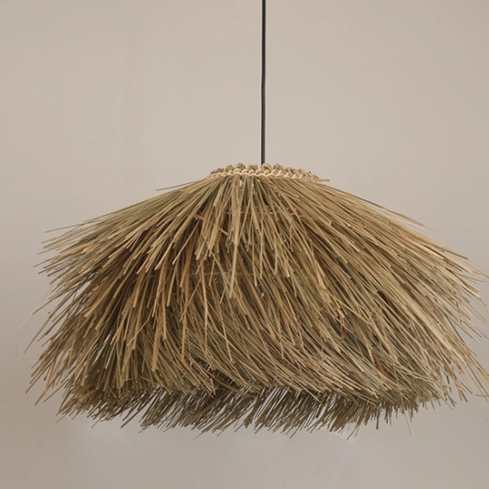 Suspension Luminaire Rotin Tissé Vintage LED