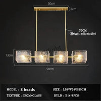 Lustre LED Waves of Glass – Design Moderne et Luxueux | Marco Lucetti Style B 8 têtes / Trois couleurs