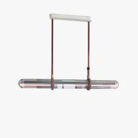 Lustre Long Design Moderne LED de Luxe en Cuir et Verre Lampara