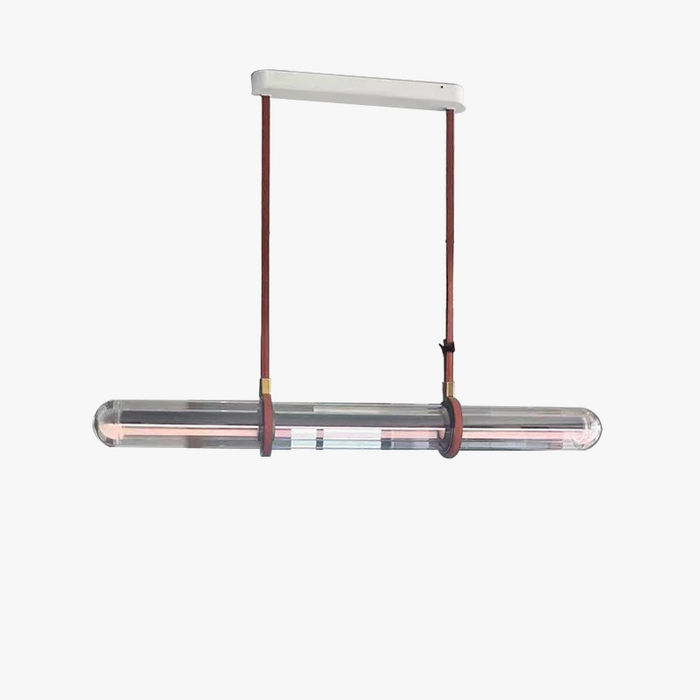 Lustre Long Design Moderne LED de Luxe en Cuir et Verre Lampara