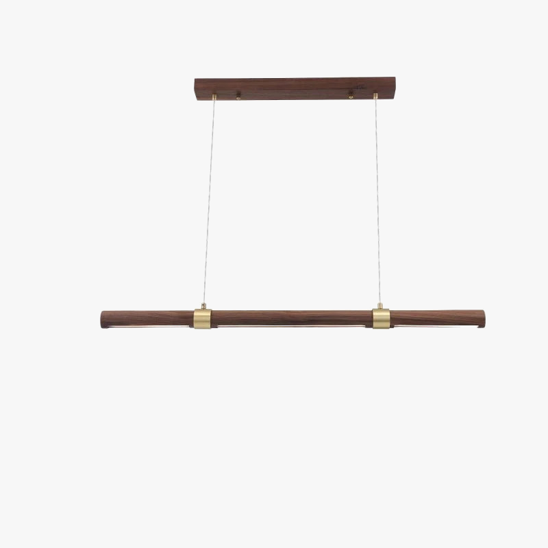 Lustre Long en Bois avec Éclairage LED Suspendu - Élégance Illuminée
