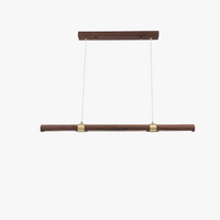 Lustre Long en Bois avec Éclairage LED Suspendu - Élégance Illuminée