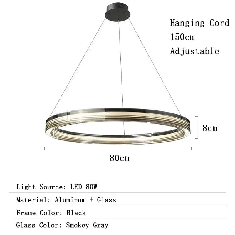 Lustre Long en Verre LED Design Minimaliste - Luxe Épuré | Marco Lucetti 80 cm / Lumière blanche