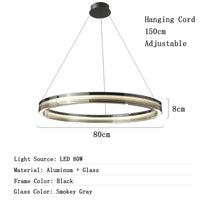 Lustre Long en Verre LED Design Minimaliste - Luxe Épuré | Marco Lucetti 80 cm / Lumière blanche