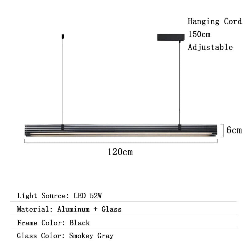 Lustre Long en Verre LED Design Minimaliste - Luxe Épuré | Marco Lucetti L120cm / Lumière modifiable