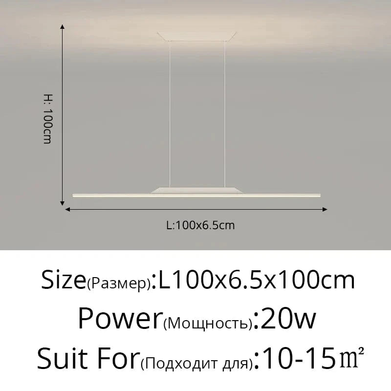 Lustre Long LED Minimaliste Éclat Moderne avec Hauteur Réglable | Marco Lucetti A Blanc 100cm / Blanc froid, pas de télécommande