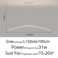 Lustre Long LED Minimaliste Éclat Moderne avec Hauteur Réglable | Marco Lucetti B Blanc 150cm / Luminosité variable