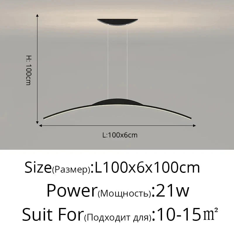 Lustre Long LED Minimaliste Éclat Moderne avec Hauteur Réglable | Marco Lucetti B Noir 100cm / Blanc froid, pas de télécommande