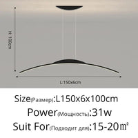 Lustre Long LED Minimaliste Éclat Moderne avec Hauteur Réglable | Marco Lucetti B Noir 150cm / Blanc froid, pas de télécommande