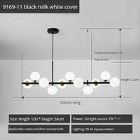 Lustre Long Moderne en Boule de Verre Abat-jour Suspendu Décoration LED - Élégance Lumineuse | Marco Lucetti 11-noir-blanc / Lumière 3 couleurs