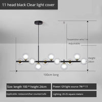 Lustre Long Moderne en Boule de Verre Abat-jour Suspendu Décoration LED - Élégance Lumineuse | Marco Lucetti 11-noir-Transparent / Lumière neutre 4000K