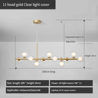 Lustre Long Moderne en Boule de Verre Abat-jour Suspendu Décoration LED - Élégance Lumineuse | Marco Lucetti 11-or-Transparent / Lumière neutre 4000K