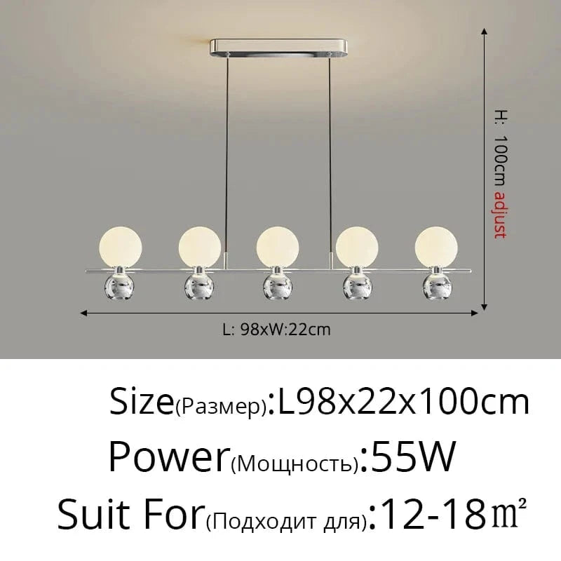 Lustre Longue Bande – Éclairage Élégant pour la Maison | Marco Lucetti B Chorme 5 têtes / 3 couleurs