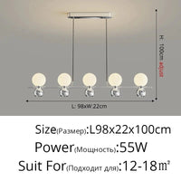 Lustre Longue Bande – Éclairage Élégant pour la Maison | Marco Lucetti B Chorme 5 têtes / 3 couleurs