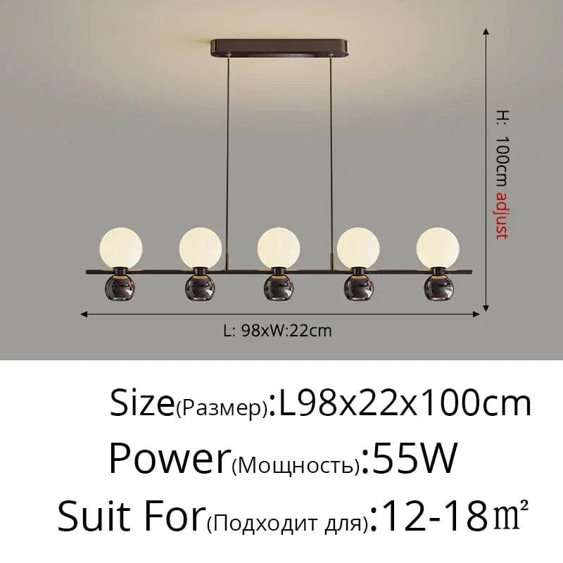 Lustre Longue Bande – Éclairage Élégant pour la Maison | Marco Lucetti B Noir 5 têtes / 3 couleurs