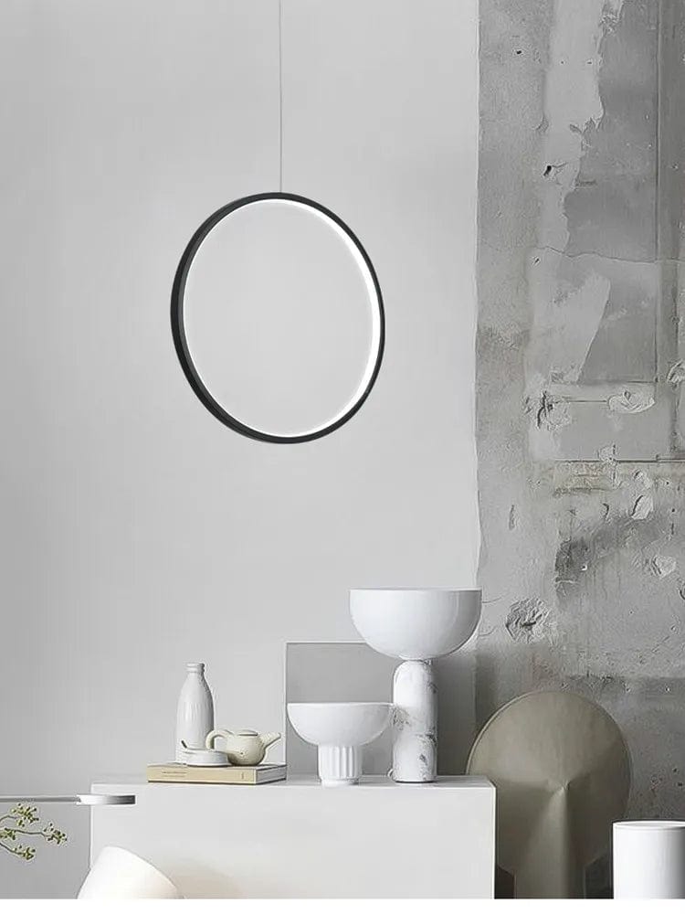 Lustre luminaire LED moderne en anneau pour salon et intérieur - Noir | Marco Lucetti
